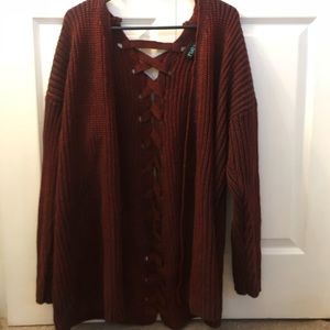 Lace up back cardigan